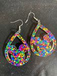 D327 Mouse in Teardrop - Lots of Dots - Acrylic Dangle Earrings