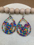 D327 Mouse in Teardrop - Lots of Dots - Acrylic Dangle Earrings