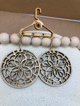 320 Floral Mandala Wooden Dangle