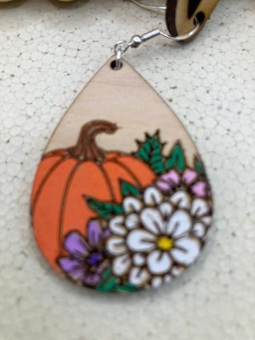 232 Teardrop Pumpkin Earrings