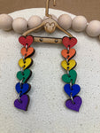 235 - Chain of Hearts Post Dangles - Rainbow