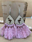 332 Flamingo Macrame Earrings