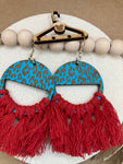 008 Leopard Macrame Dangle Earring