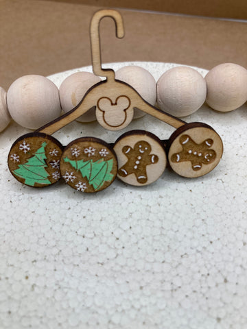 257 Gingerbread and Christmas Tree Post Earrings