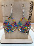 D327 Mouse in Teardrop - Lots of Dots - Acrylic Dangle Earrings