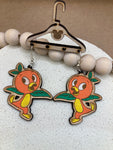 D006 Magical Orange Bird Dangle Earrings