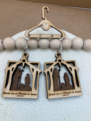 251 Manger scene Dangle Earrings