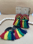 331 Rainbow Macrame Dangle Earrings