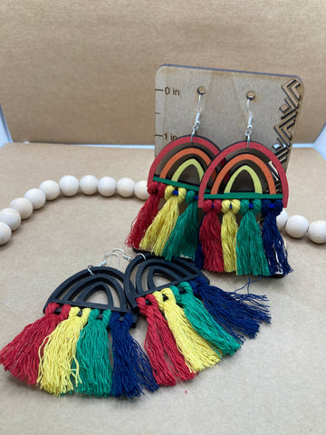 331 Rainbow Macrame Dangle Earrings